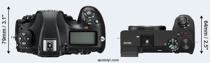 Compare D850 versus A6700 top