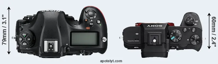 Compare D850 versus A7 II top