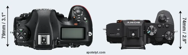 Compare D850 versus A7 III top