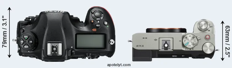 Compare D850 versus A7C II top