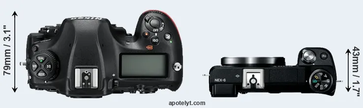Compare D850 versus NEX-6 top