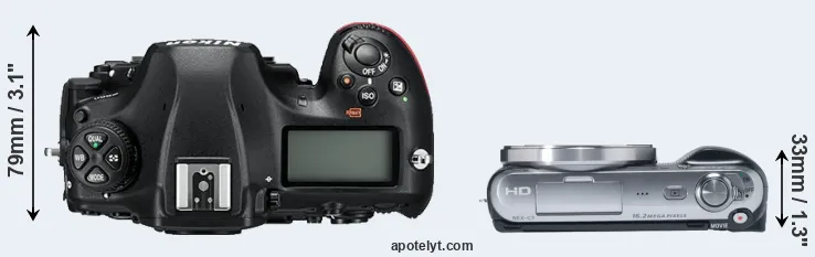 Compare D850 versus NEX-C3 top