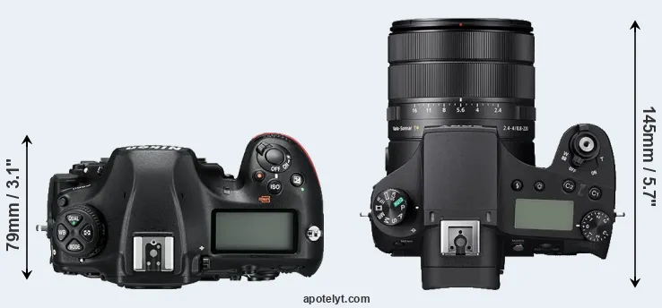 Compare D850 versus RX10 IV top