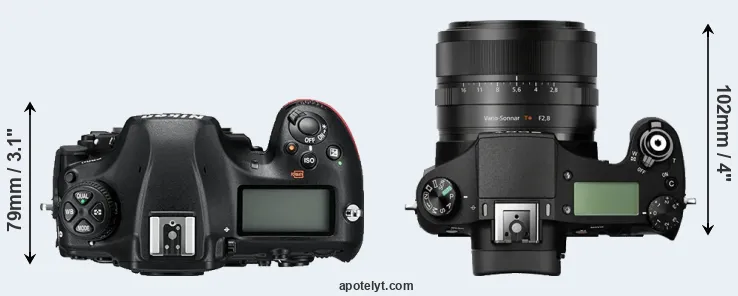 Compare D850 versus RX10 top