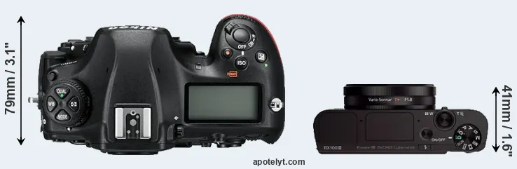 Compare D850 versus RX100 III top