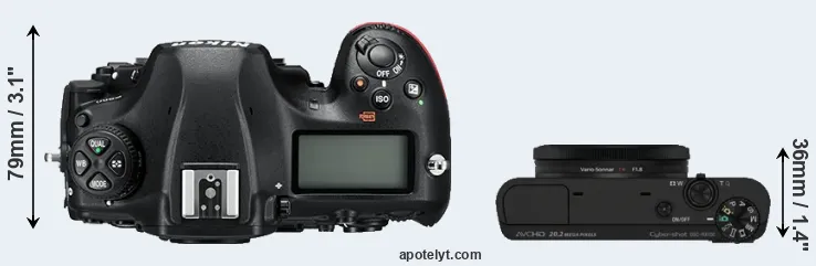 Compare D850 versus RX100 top