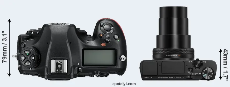 Compare D850 versus RX100 VI top