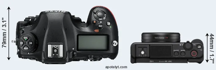 Compare D850 versus ZV-1 top