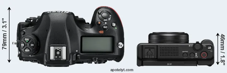Compare D850 versus ZV-1F top