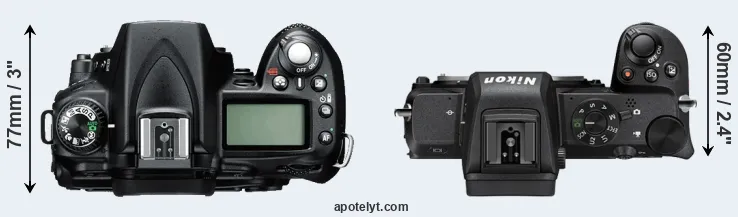 Compare D90 versus Z50 top
