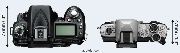 Compare D90 versus E-M10 II top