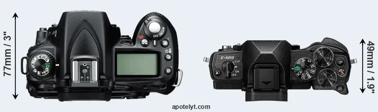 Compare D90 versus E-M10 IV top