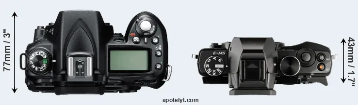 Compare D90 versus E-M5 top
