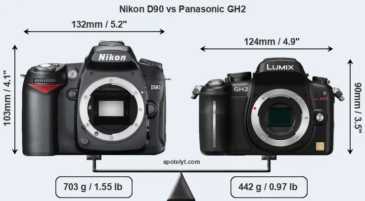 Size Nikon D90 vs Panasonic GH2