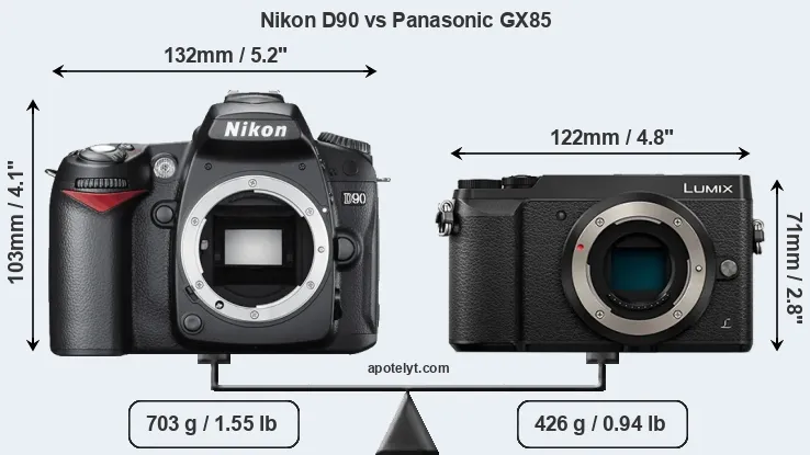 Size Nikon D90 vs Panasonic GX85