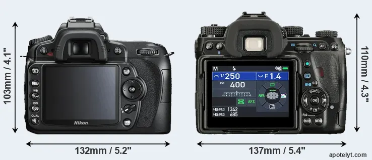 Comparison D90 or K-1 II rear