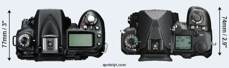Compare D90 versus K-3 III top