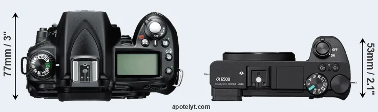 Compare D90 versus A6500 top