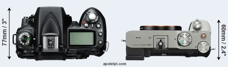 Compare D90 versus A7C top