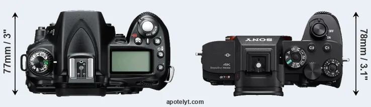 Compare D90 versus A7R IV top