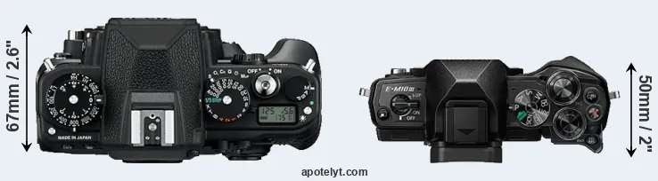 Compare Df versus E-M10 III top