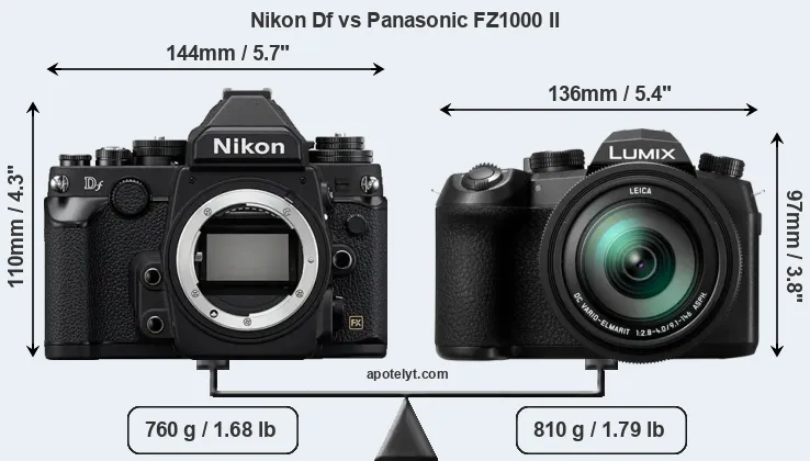 Size Nikon Df vs Panasonic FZ1000 II