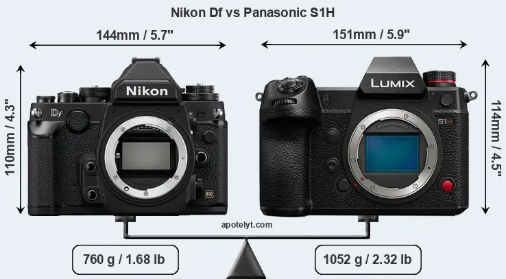 Size Nikon Df vs Panasonic S1H