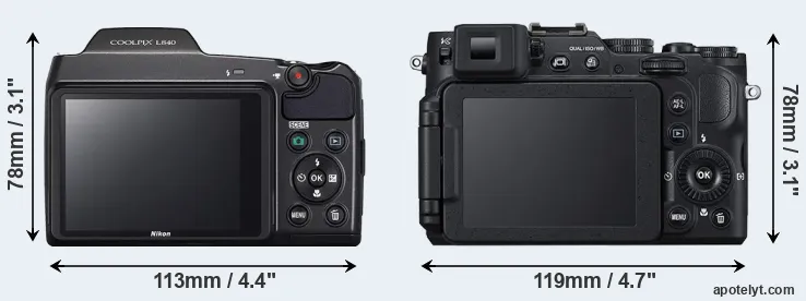 Comparison L840 or P7800 rear