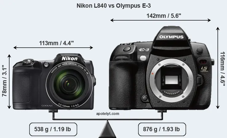 Size Nikon L840 vs Olympus E-3