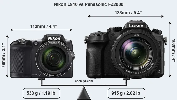 Size Nikon L840 vs Panasonic FZ2000
