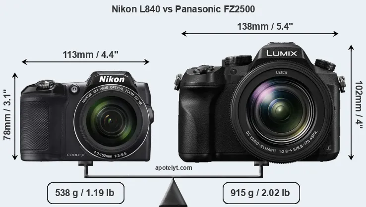 Size Nikon L840 vs Panasonic FZ2500