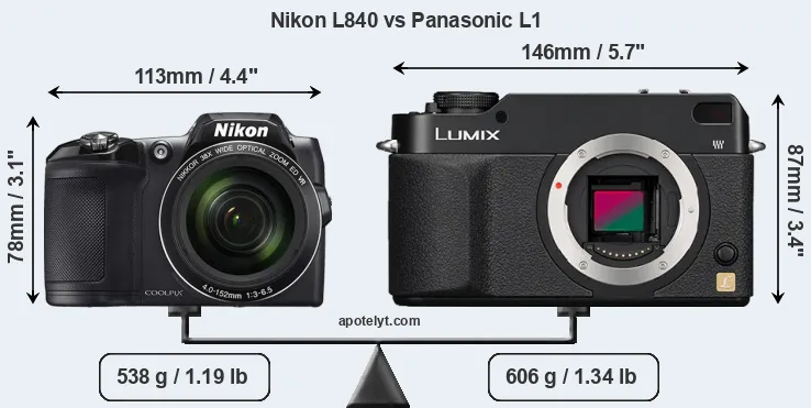 Size Nikon L840 vs Panasonic L1