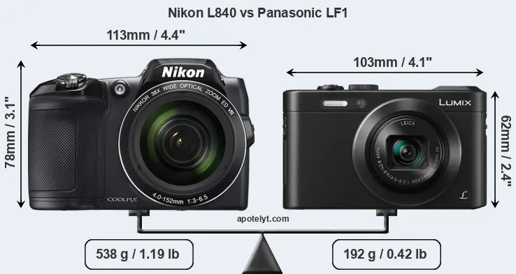 Size Nikon L840 vs Panasonic LF1