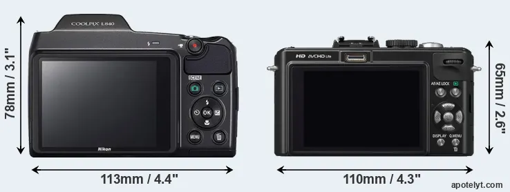 Comparison L840 or LX5 rear