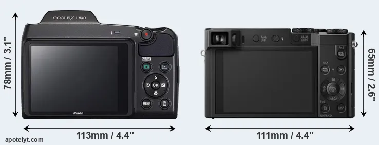 Comparison L840 or TZ100 rear