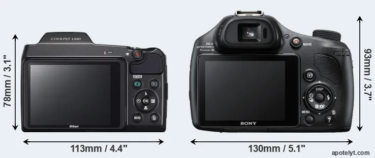 Comparison L840 or HX400V rear