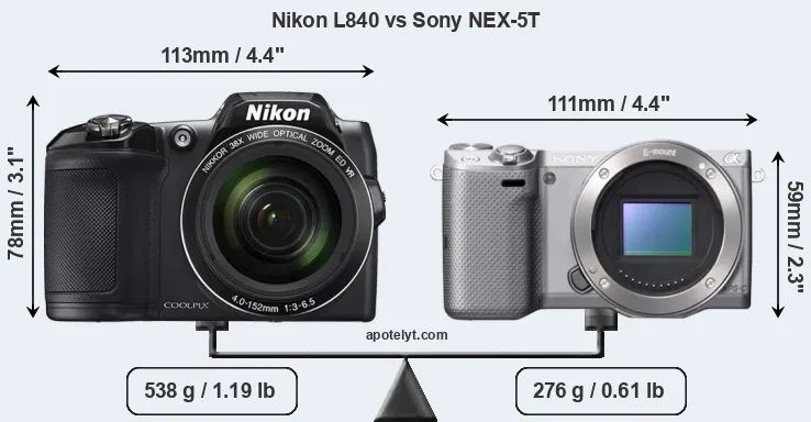 Size Nikon L840 vs Sony NEX-5T