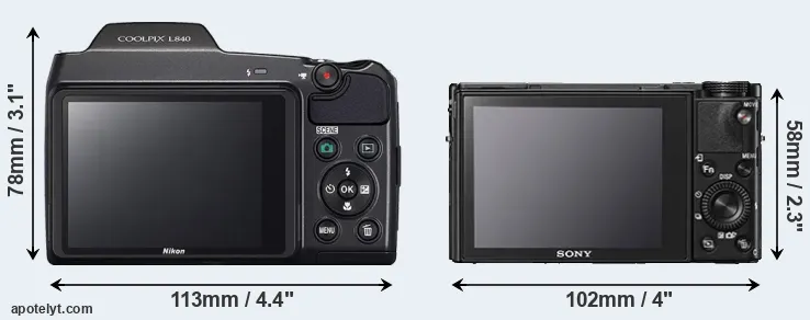 Comparison L840 or RX100 V rear