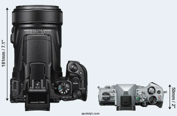 Compare P1000 versus E-M5 III top
