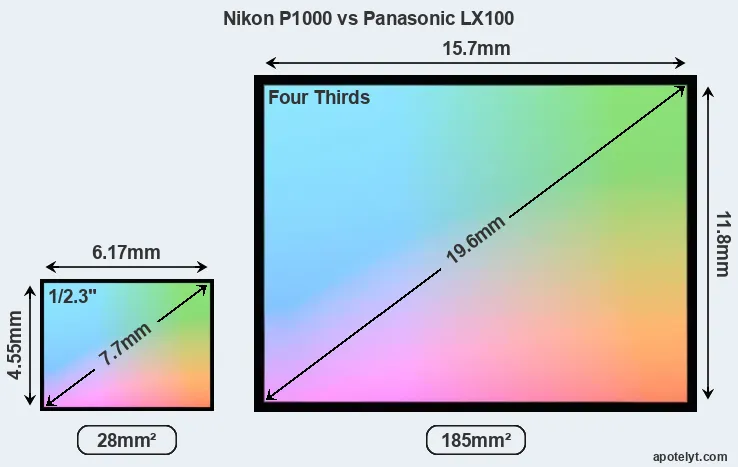 Nikon P1000 and Panasonic LX100 sensor measures