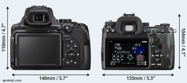Comparison P1000 or K-3 III rear