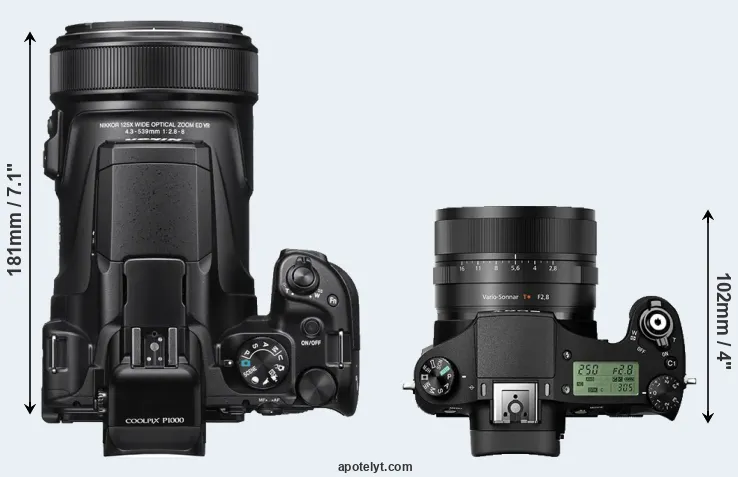 Compare P1000 versus RX10 II top