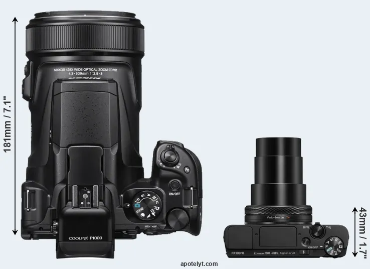 Compare P1000 versus RX100 VI top