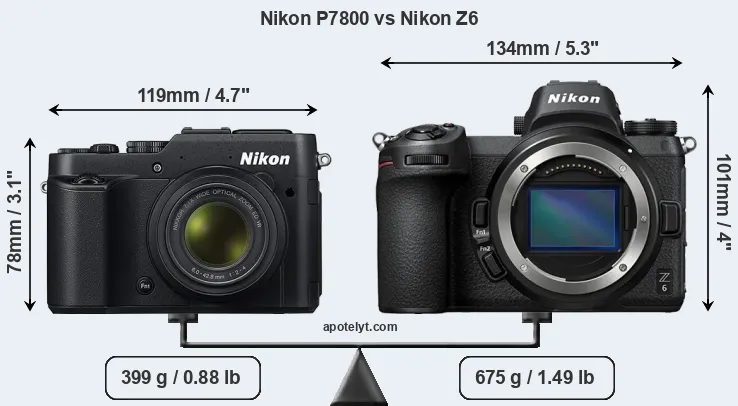 Size Nikon P7800 vs Nikon Z6