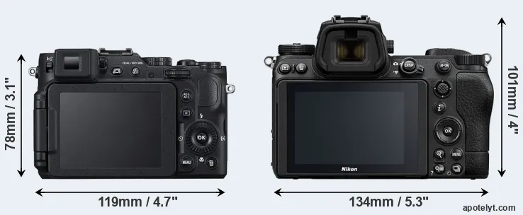 Comparison P7800 or Z6 II rear
