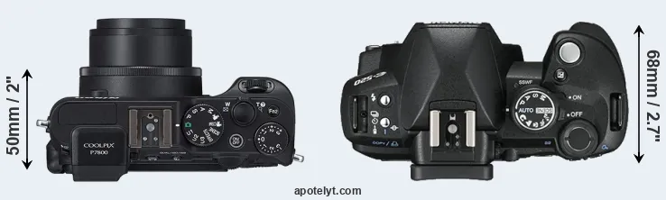 Compare P7800 versus E-520 top