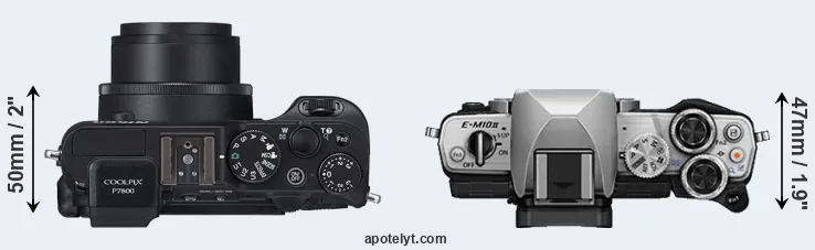 Compare P7800 versus E-M10 II top