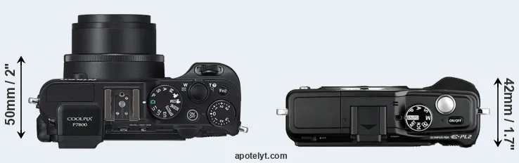 Compare P7800 versus E-PL2 top