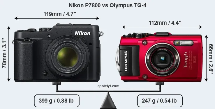 Size Nikon P7800 vs Olympus TG-4