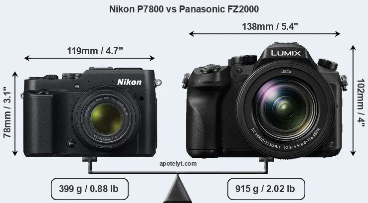 Size Nikon P7800 vs Panasonic FZ2000